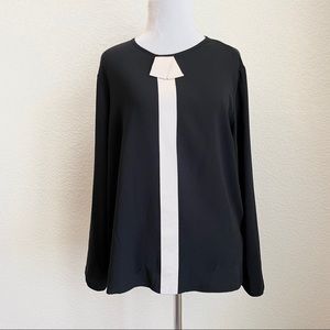 Longchamp Blouse Black Ribbon Stretchy Top Shirt